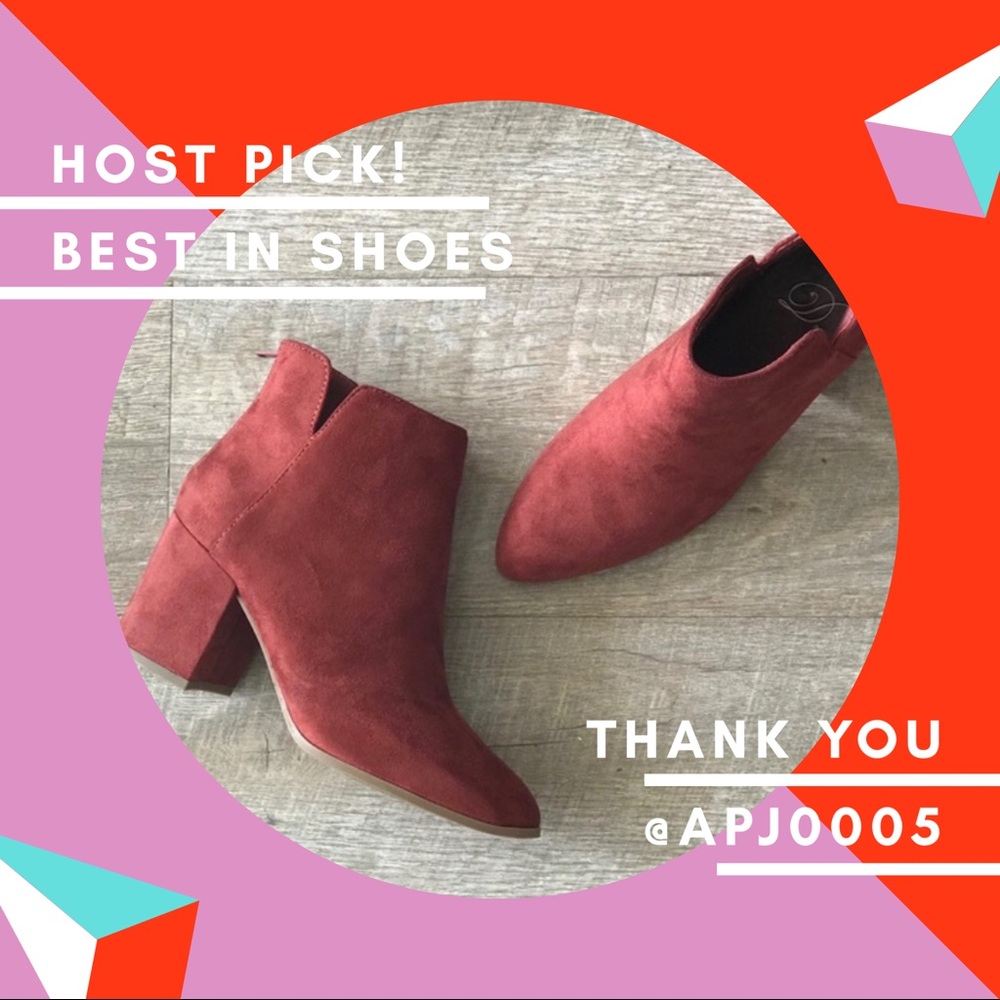 Delicious Locate Rust Suede Ankle Heeled Booties - Picture 2 of 7